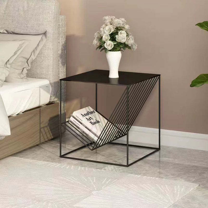 Scandinavian Steel Cube Geometrical End Table