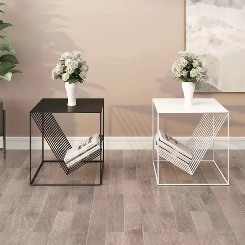 Scandinavian Steel Cube Geometrical End Table