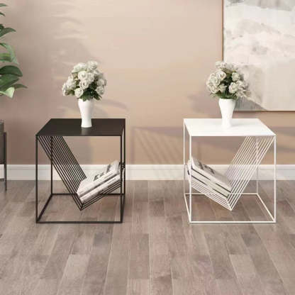 Scandinavian Steel Cube Geometrical End Table