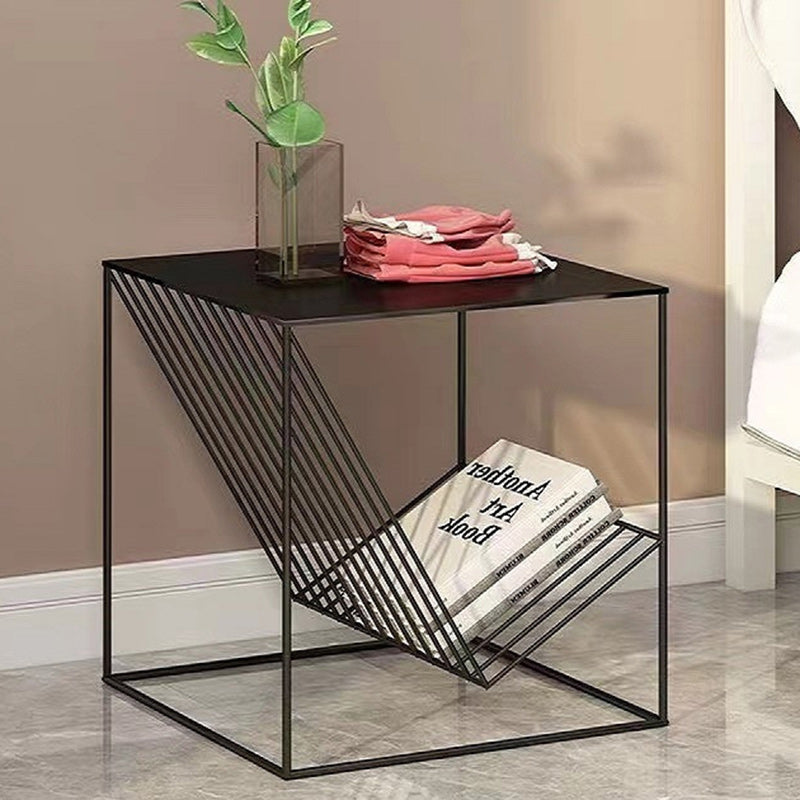 Scandinavian Steel Cube Geometrical End Table