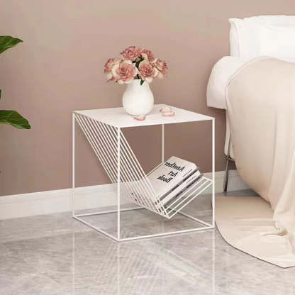 Scandinavian Steel Cube Geometrical End Table — Gold