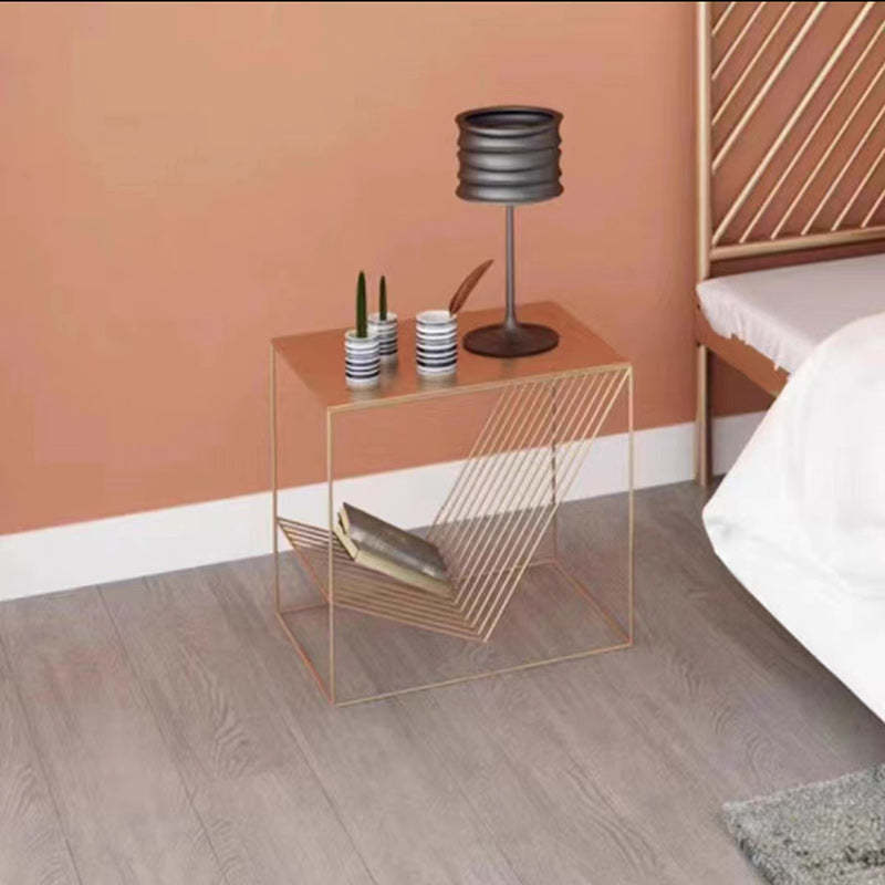 Scandinavian Steel Cube Geometrical End Table — White