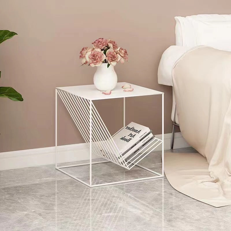 Scandinavian Steel Cube Geometrical End Table