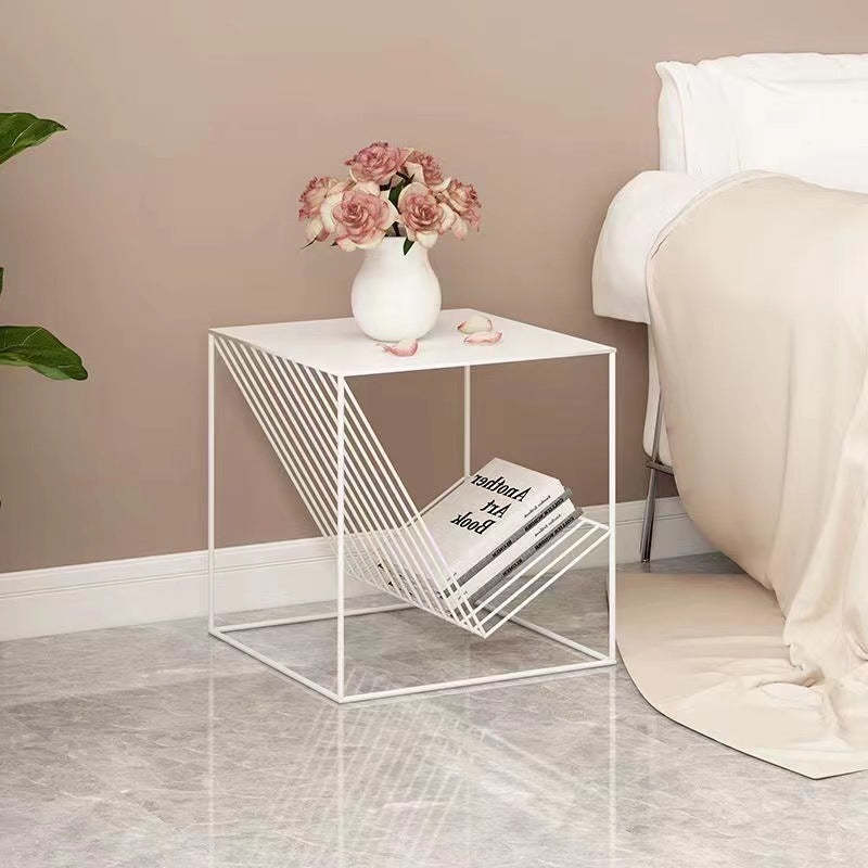 Scandinavian Steel Cube Geometrical End Table