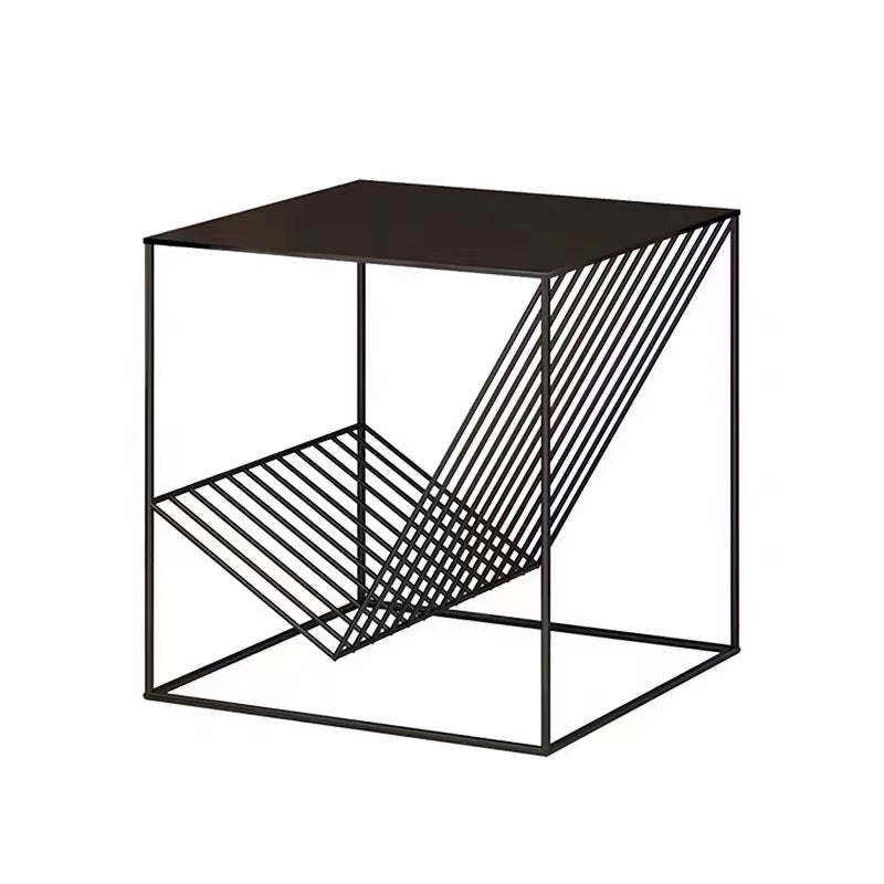 Scandinavian Steel Cube Geometrical End Table