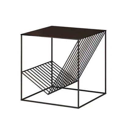 Scandinavian Steel Cube Geometrical End Table