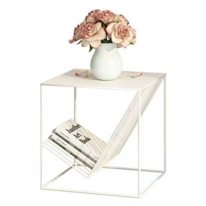 Scandinavian Steel Cube Geometrical End Table