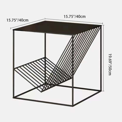 Scandinavian Steel Cube Geometrical End Table