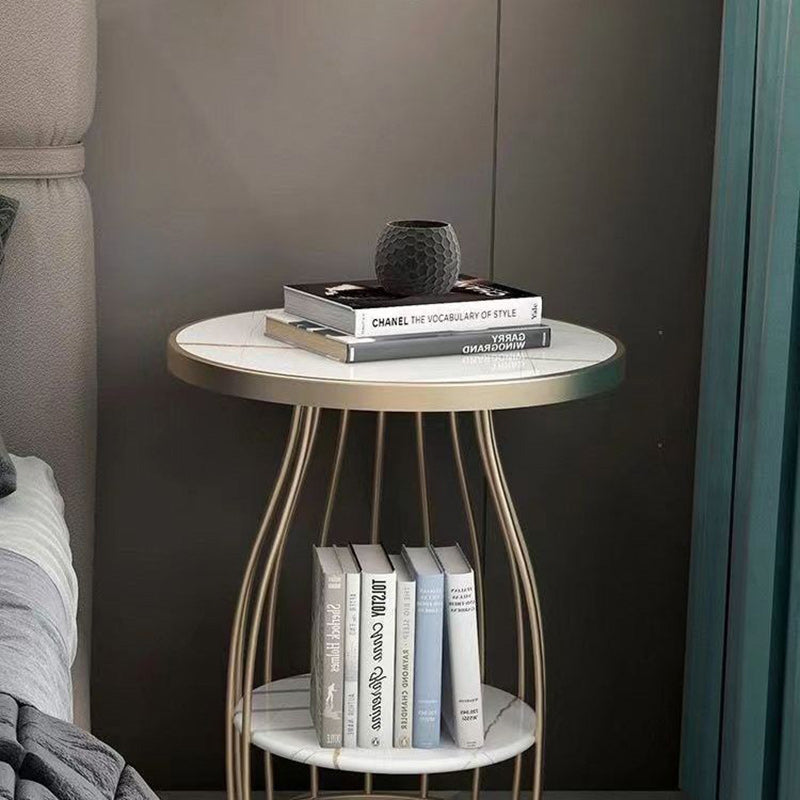 Nordic Slate Iron Round 2-Tier Side Table