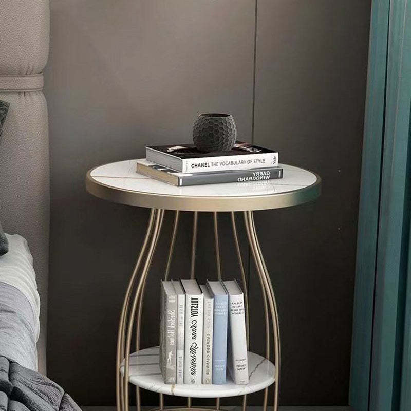 Black creative slate 2-tier end & side tables — Lauren White / Gold