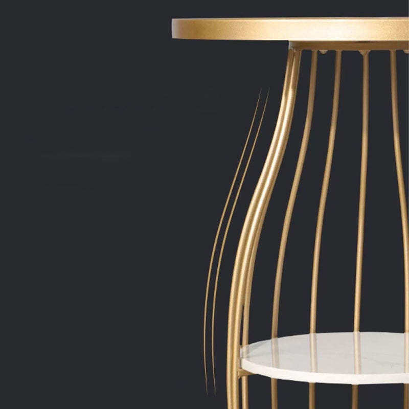 Nordic Slate Iron Round 2-Tier Side Table
