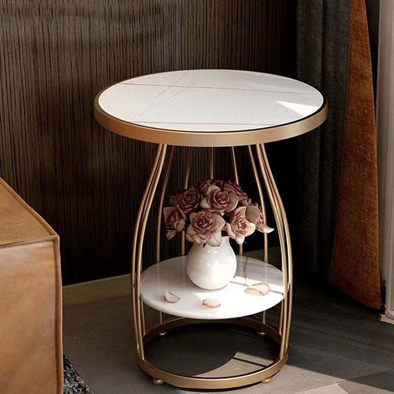 Nordic Slate Iron Round 2-Tier Side Table