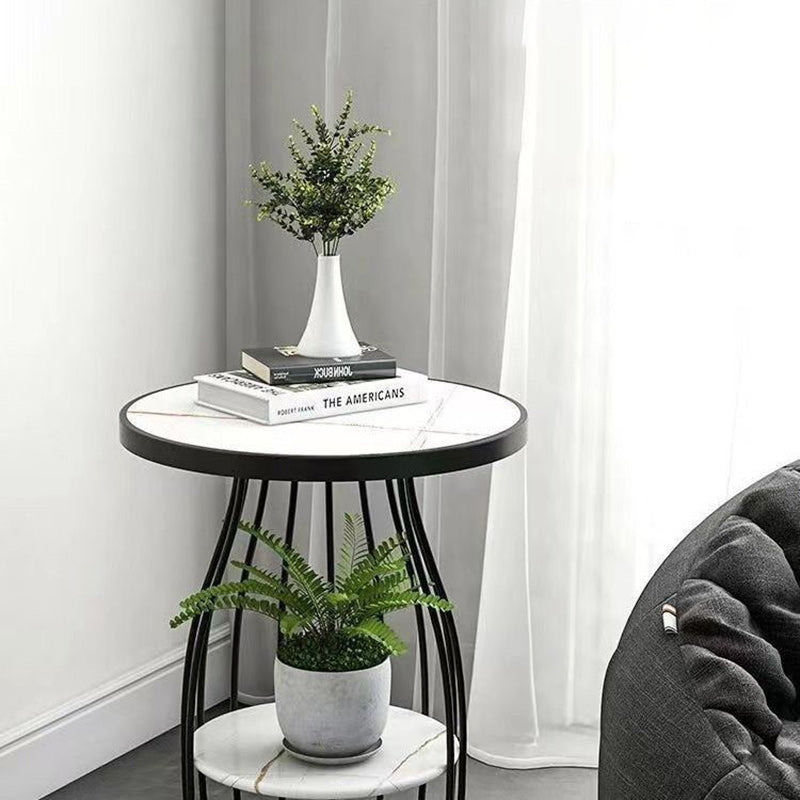 Nordic Slate Iron Round 2-Tier Side Table