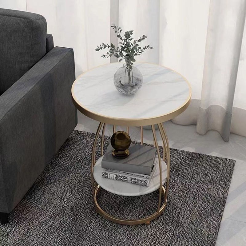 Nordic Slate Iron Round 2-Tier Side Table