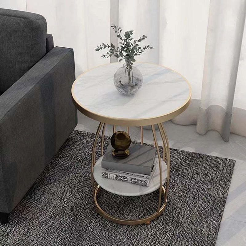 Nordic Slate Iron Round 2-Tier Side Table