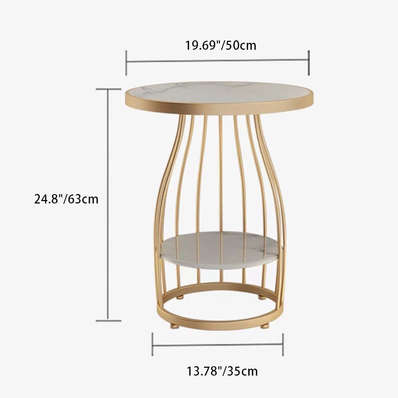 Nordic Slate Iron Round 2-Tier Side Table