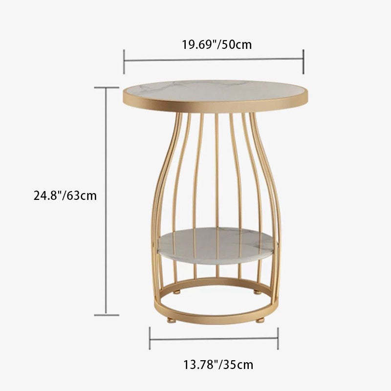 Nordic Slate Iron Round 2-Tier Side Table