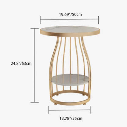 Nordic Slate Iron Round 2-Tier Side Table