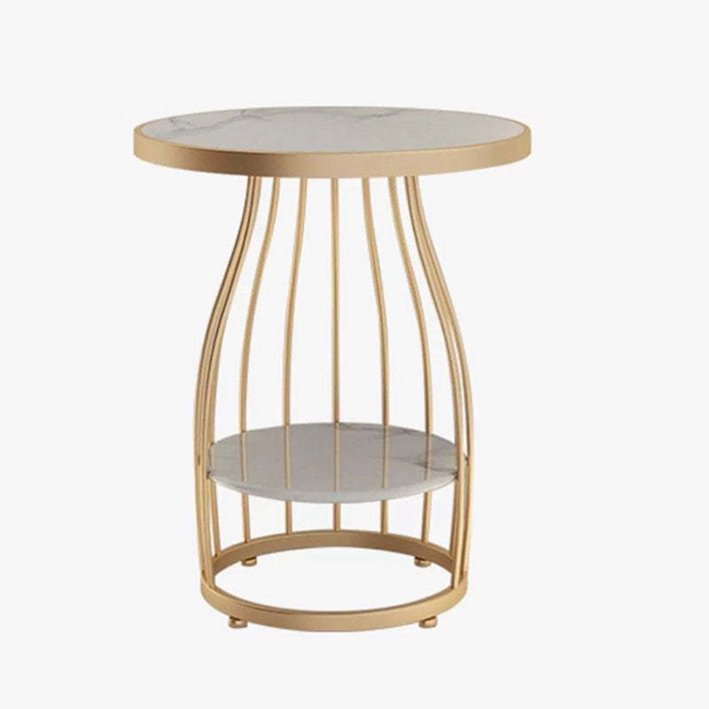Nordic Slate Iron Round 2-Tier Side Table