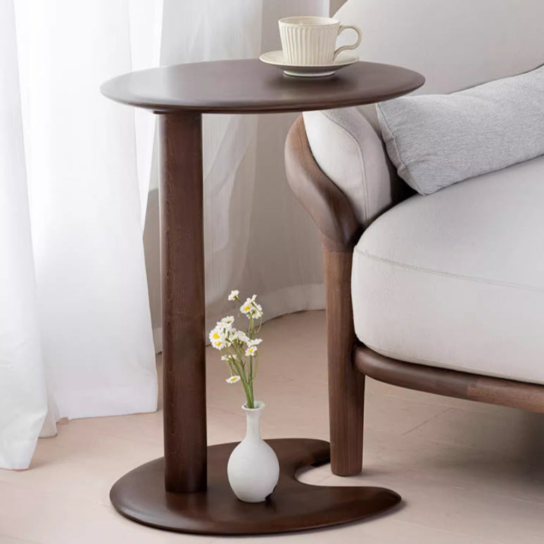 Modern Wood Elliptical Cat Ear 2-Tier Side Table — Elliptical / Wood Color