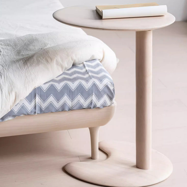 Modern Wood Elliptical Cat Ear 2-Tier Side Table