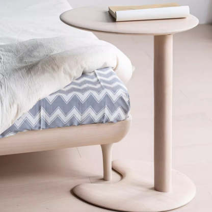 Modern Wood Elliptical Cat Ear 2-Tier Side Table