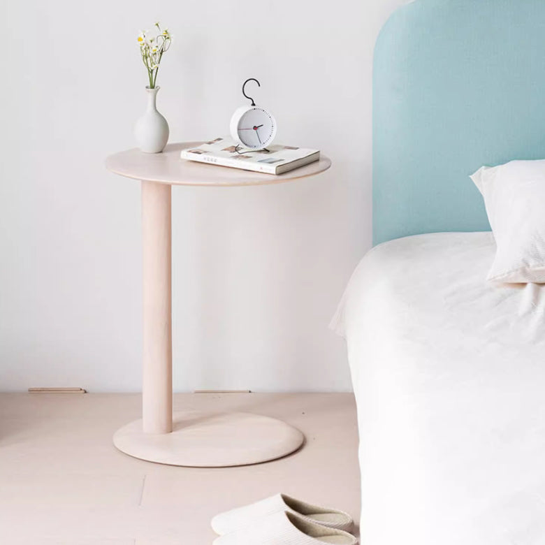 Modern Wood Elliptical Cat Ear 2-Tier Side Table