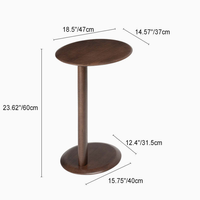 Modern Wood Elliptical Cat Ear 2-Tier Side Table