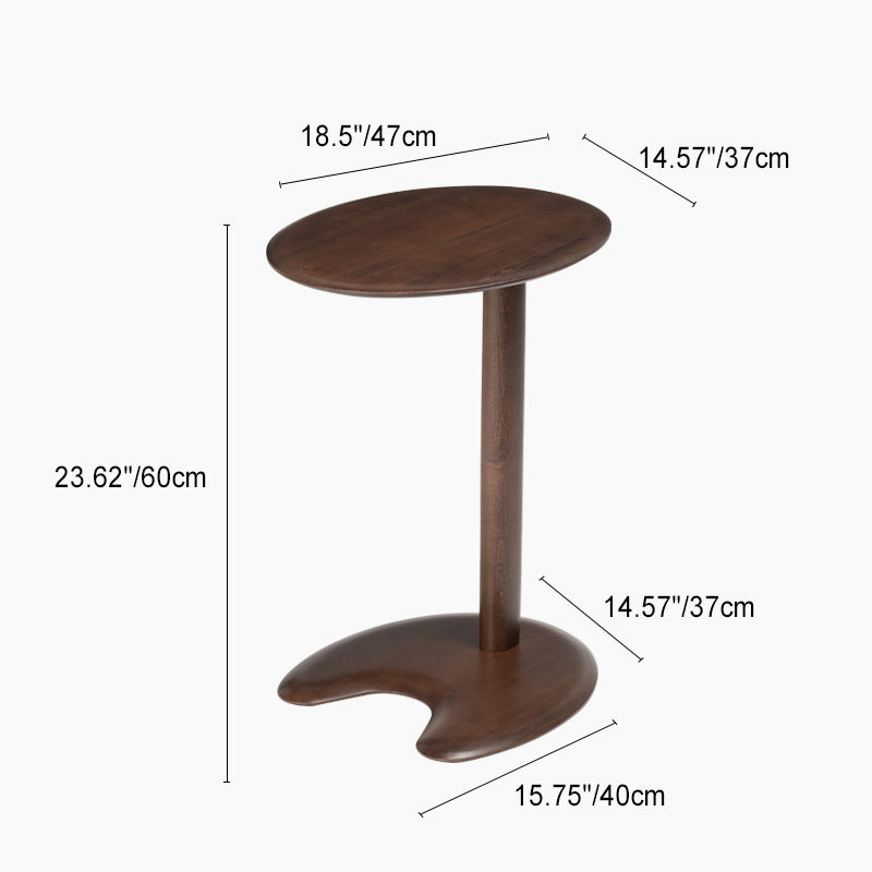 Modern Wood Elliptical Cat Ear 2-Tier Side Table