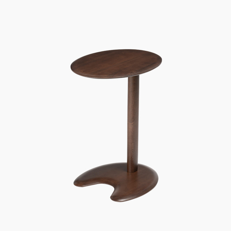 Modern Wood Elliptical Cat Ear 2-Tier Side Table