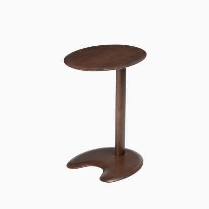 Modern Wood Elliptical Cat Ear 2-Tier Side Table