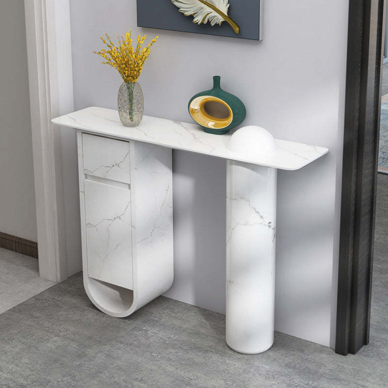 Nordic Wood Column 1-Drawer Side Table — With Storage