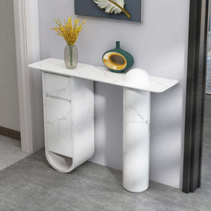 Nordic Wood Column 1-Drawer Side Table — With Storage