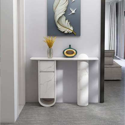 Nordic Wood Column 1-Drawer Side Table