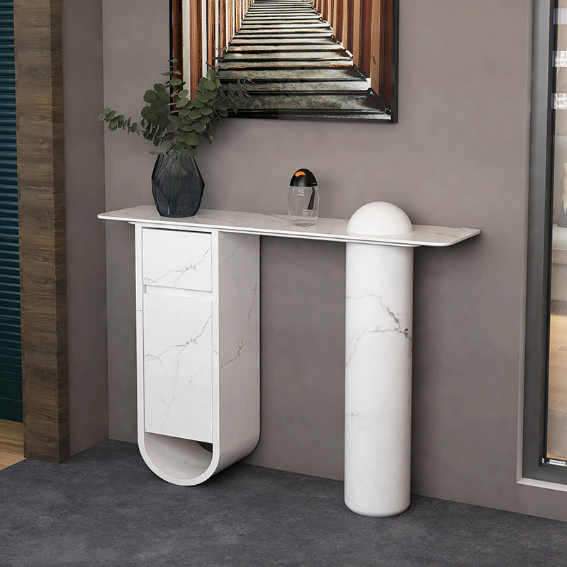 Nordic Wood Column 1-Drawer Side Table — With Storage