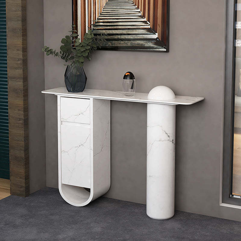 Nordic Wood Column 1-Drawer Side Table — With Storage