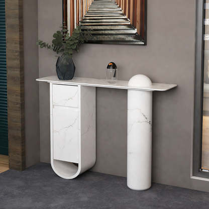 Nordic Wood Column 1-Drawer Side Table — With Storage