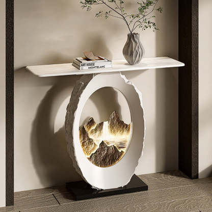 Nordic FRP Marble Microcrystalline Stone Lighting Side Table