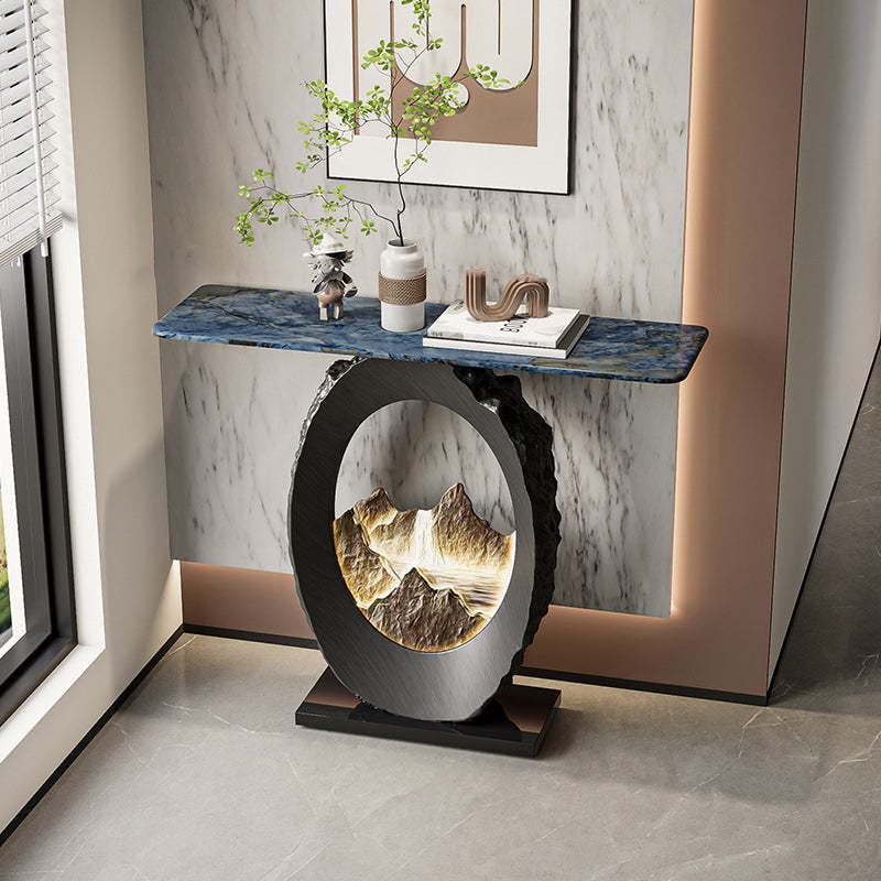 Nordic FRP Marble Microcrystalline Stone Lighting Side Table — Blue