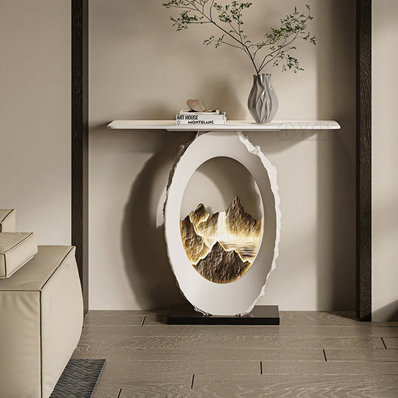 Nordic FRP Marble Microcrystalline Stone Lighting Side Table