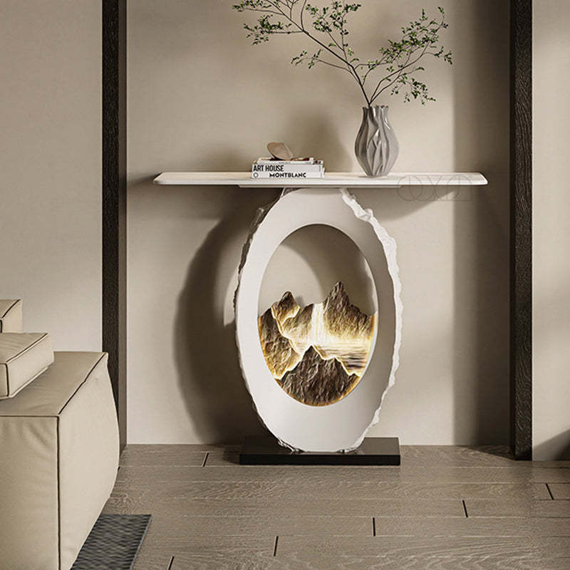 Nordic FRP Marble Microcrystalline Stone Lighting Side Table