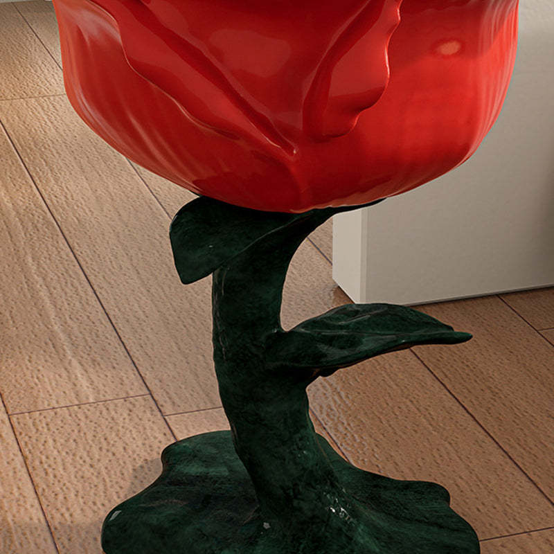 French FRP Glass Rose Storage End Table