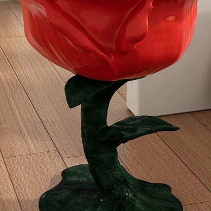 French FRP Glass Rose Storage End Table