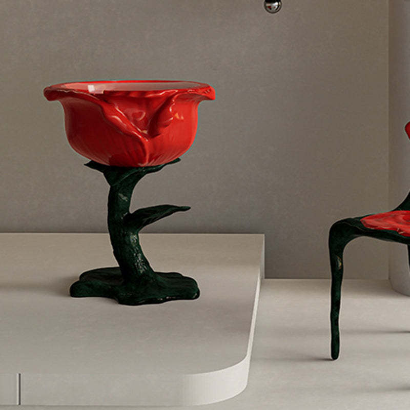 French FRP Glass Rose Storage End Table