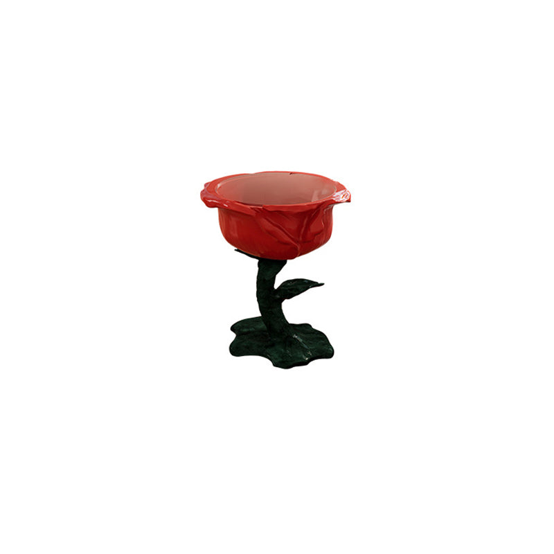 French FRP Glass Rose Storage End Table