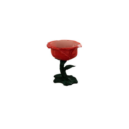 French FRP Glass Rose Storage End Table