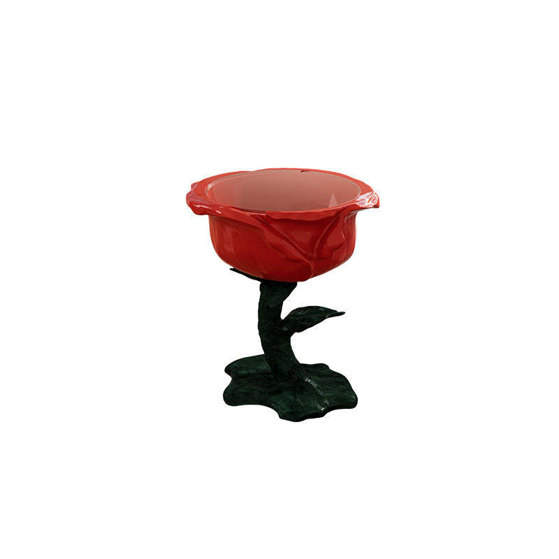French FRP Glass Rose Storage End Table