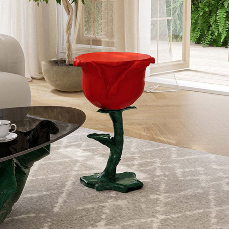 French FRP Glass Rose Storage End Table