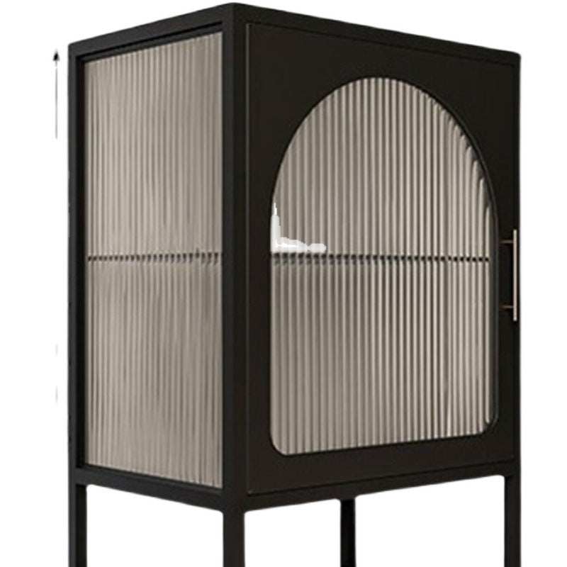 Nordic Striped Glass Iron 2-Tier Nightstand