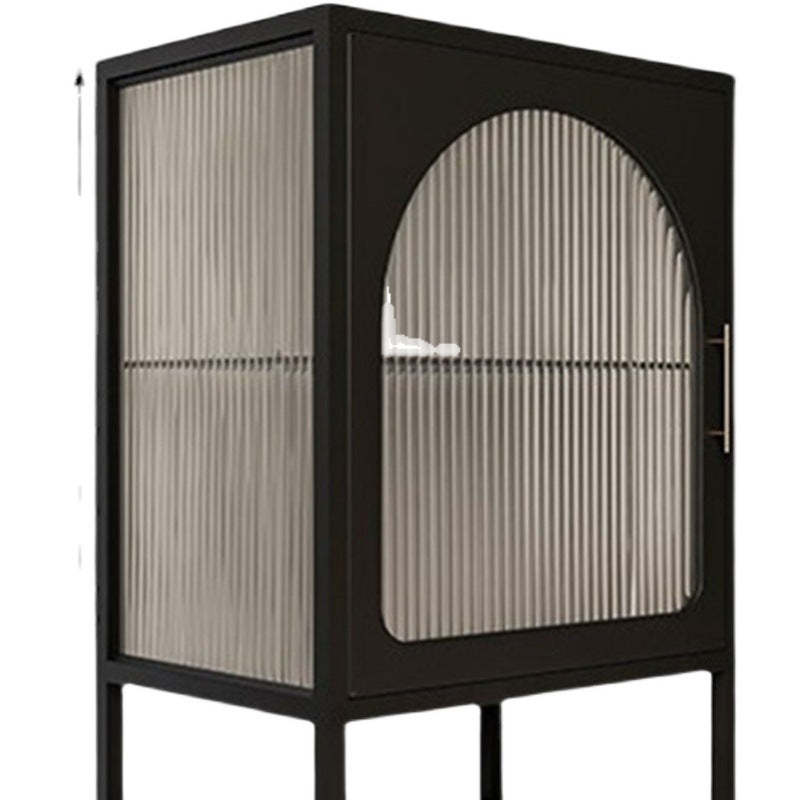 Nordic Striped Glass Iron 2-Tier Nightstand